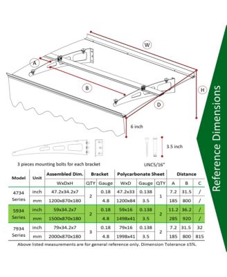 Door Window Canopy Polycarbonate, Aluminum