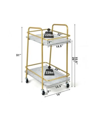 2-tier Kitchen Rolling Cart with Steel Frame and Lockable Casters