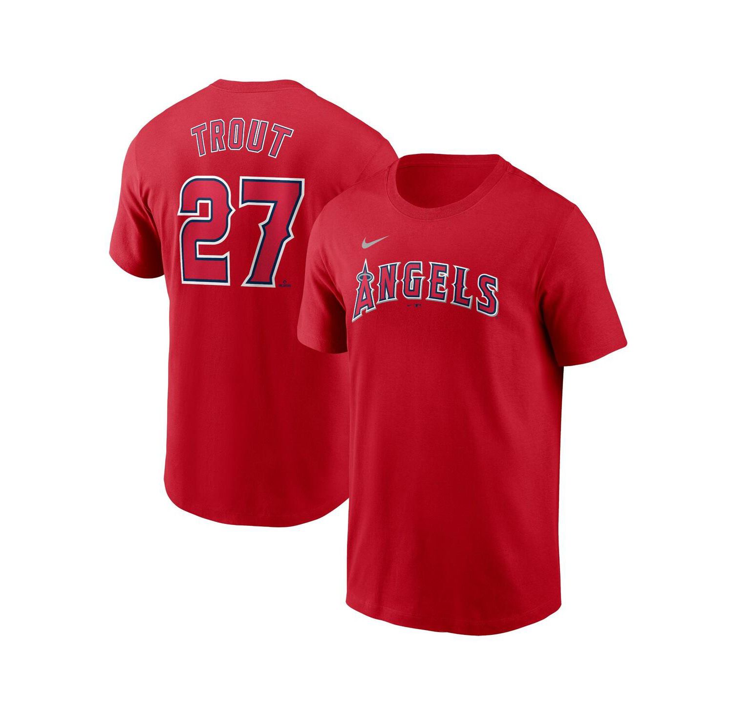 Men's Mike Trout Red Los Angeles Angels Fuse Name & Number T-Shirt