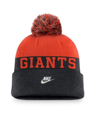 Men's Black San Francisco Giants Rewind Peak Cuffed Knit Hat with Pom
