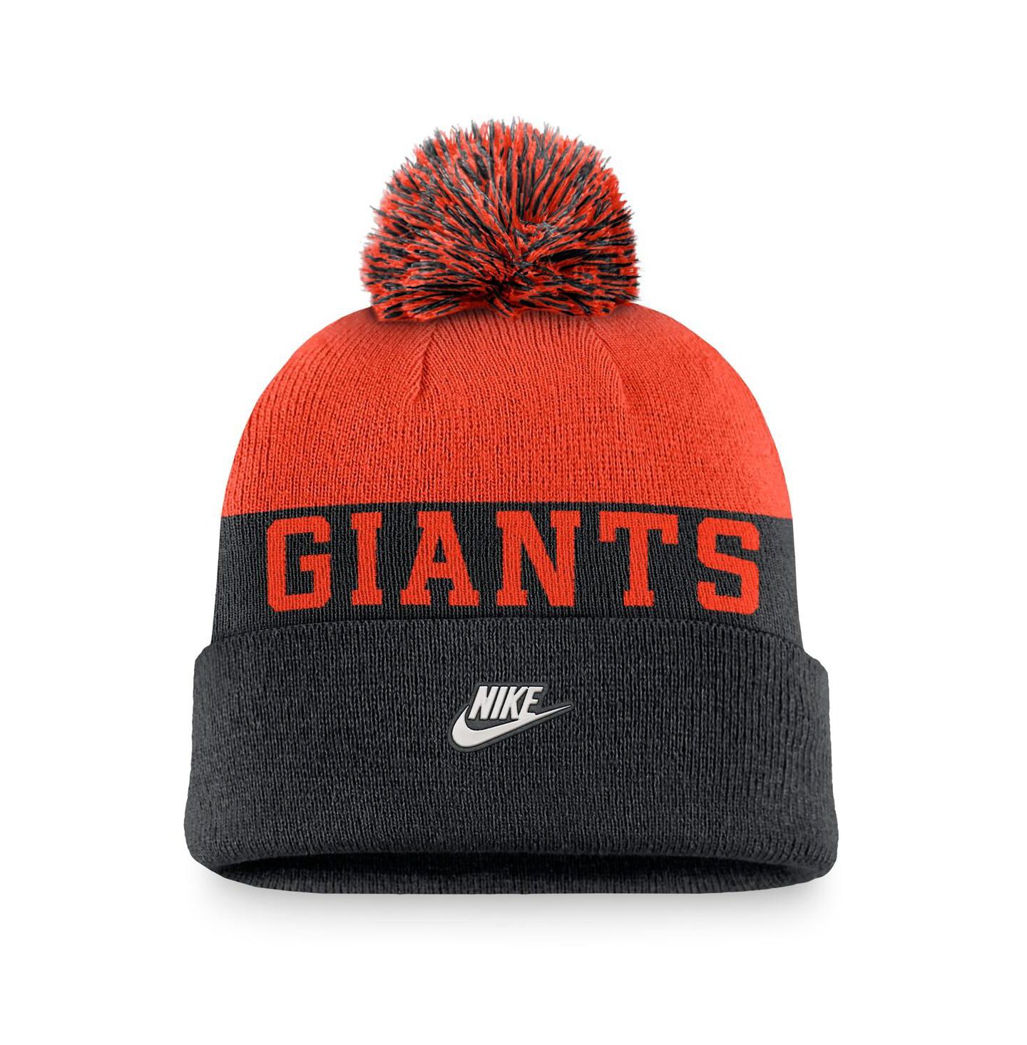 Мужская шапка Nike Black San Francisco Giants Rewind Peak Cuffed Knit Hat with Pom — фото 2