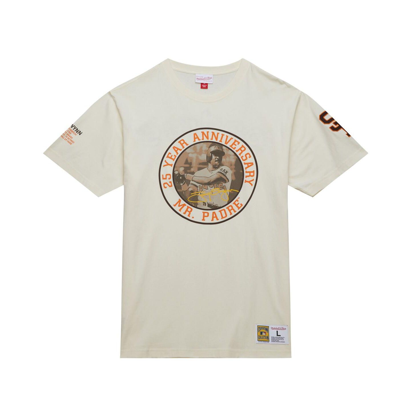 Мужская футболка Mitchell & Ness Tony Gwynn Cream San Diego Padres Legends Photo Real — фото 3