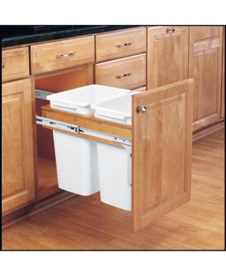 Double Pullout Top Mount Trash Cans 35 qt., White, 4WCTM-18DM2-175