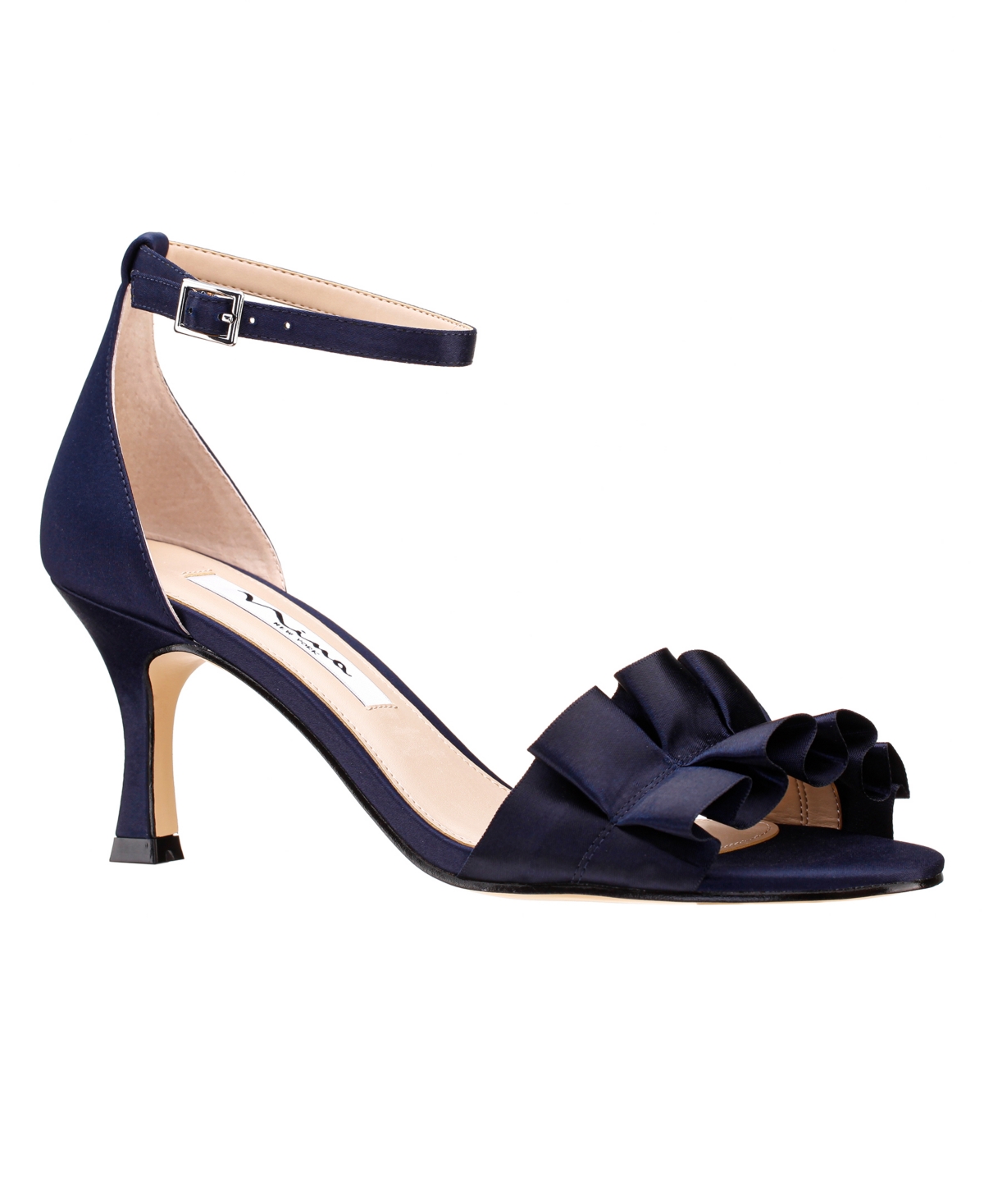 Nina Women's Lisa Mid Heel With Ruffle Sandal In Navy
