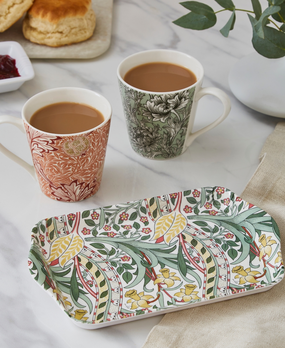 Spode Morris & Co. Mug Tray Set In Multi