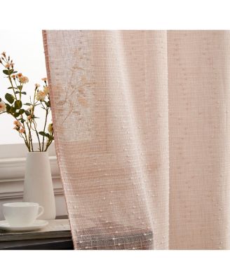 Emily Faux Linen Semi Sheer Light Filtering Transparent Grommet Lightweight Window Curtains Drapery Panels, 2 Panels