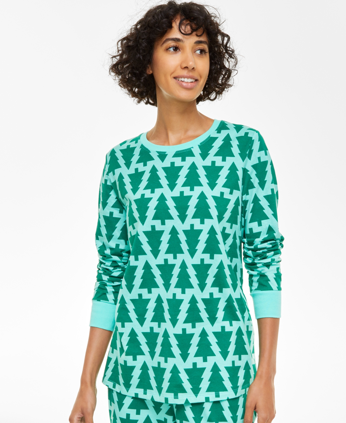 Holiday Lane Women's Trees Cotton Matching Family Pajamas Set, Created for Macy's