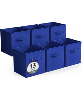 6 Pack 13 Inch Foldable Storage Cubes with Handles- for Organizing Home, Shelves, Nursery, Playroom, Closet and More