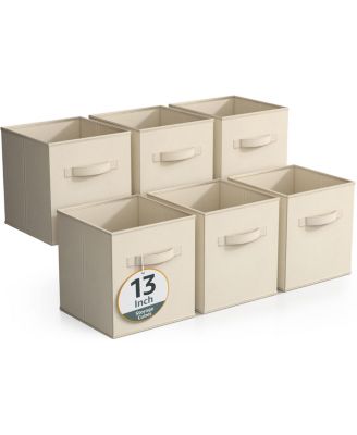 6 Pack 13 Inch Foldable Storage Cubes with Handles- for Organizing Home, Shelves, Nursery, Playroom, Closet and More