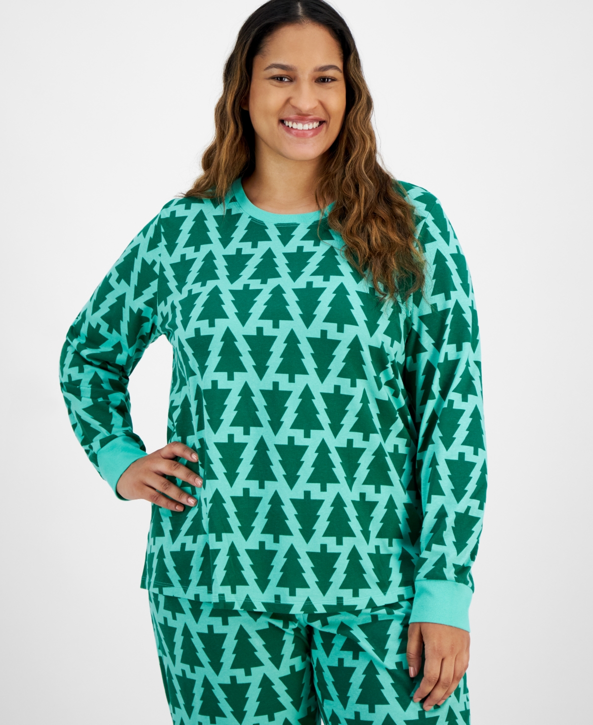 Holiday Lane Plus Size Trees Cotton Matching Family Pajamas Set, Created for Macy's