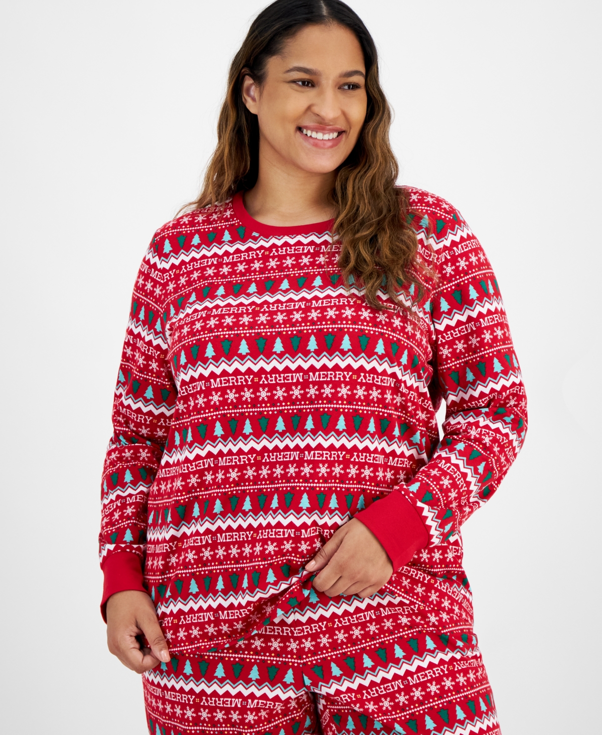 Holiday Lane Plus Size Merry Mix It Cotton Matching Family Pajamas Set, Created for Macy's