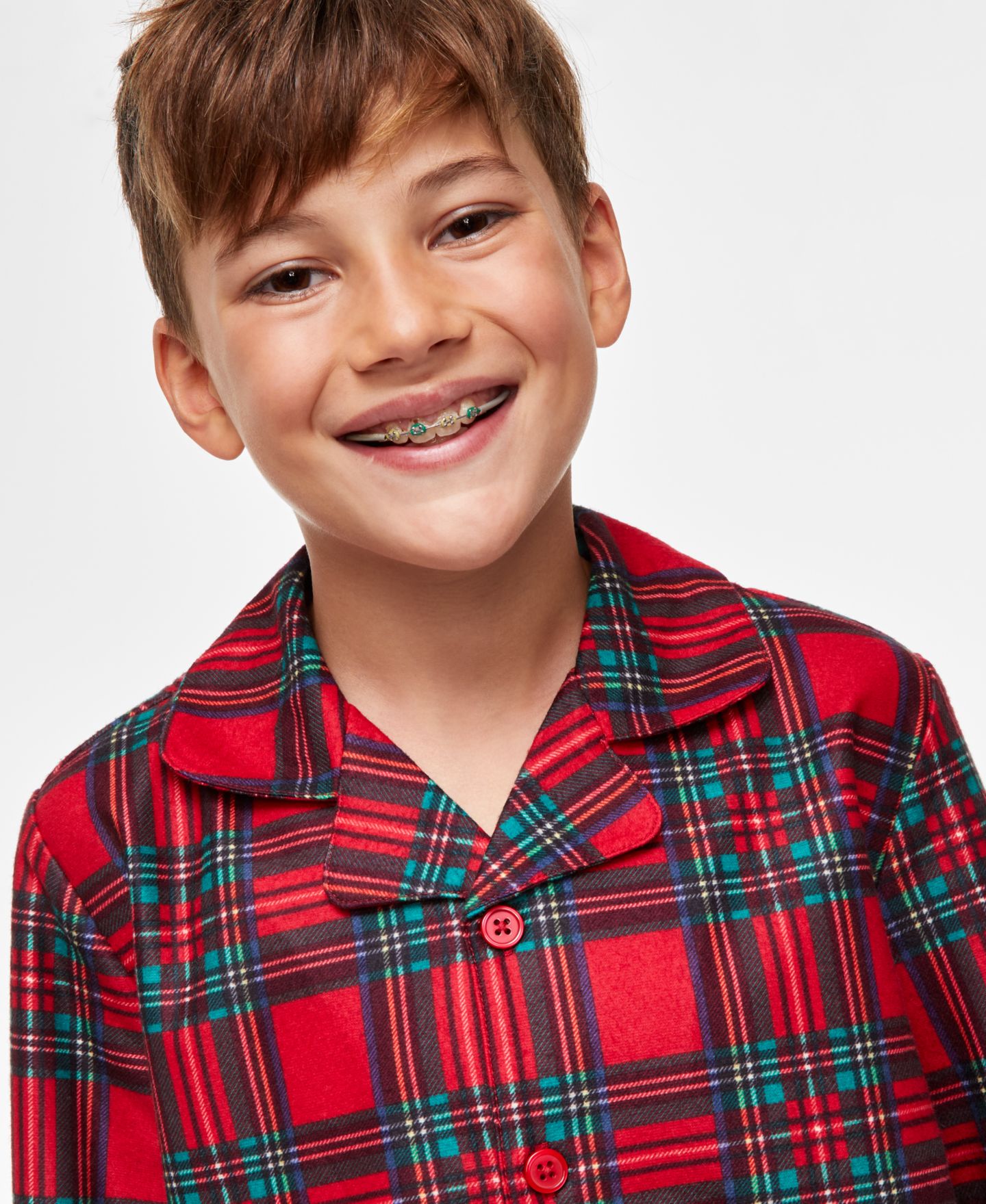 Holiday Lane Little & Big Kids Brinkley Plaid Notch Collar Matching Family Pajamas Set, цвет: Клетчатый — фото 3