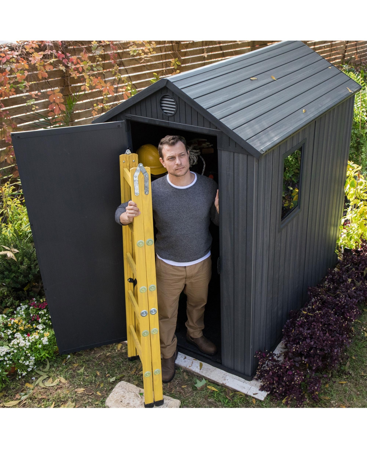 Keter Darwin 4 Foot x 6 Foot Outdoor Garden Tool Storage Shed w/Window, Graphite