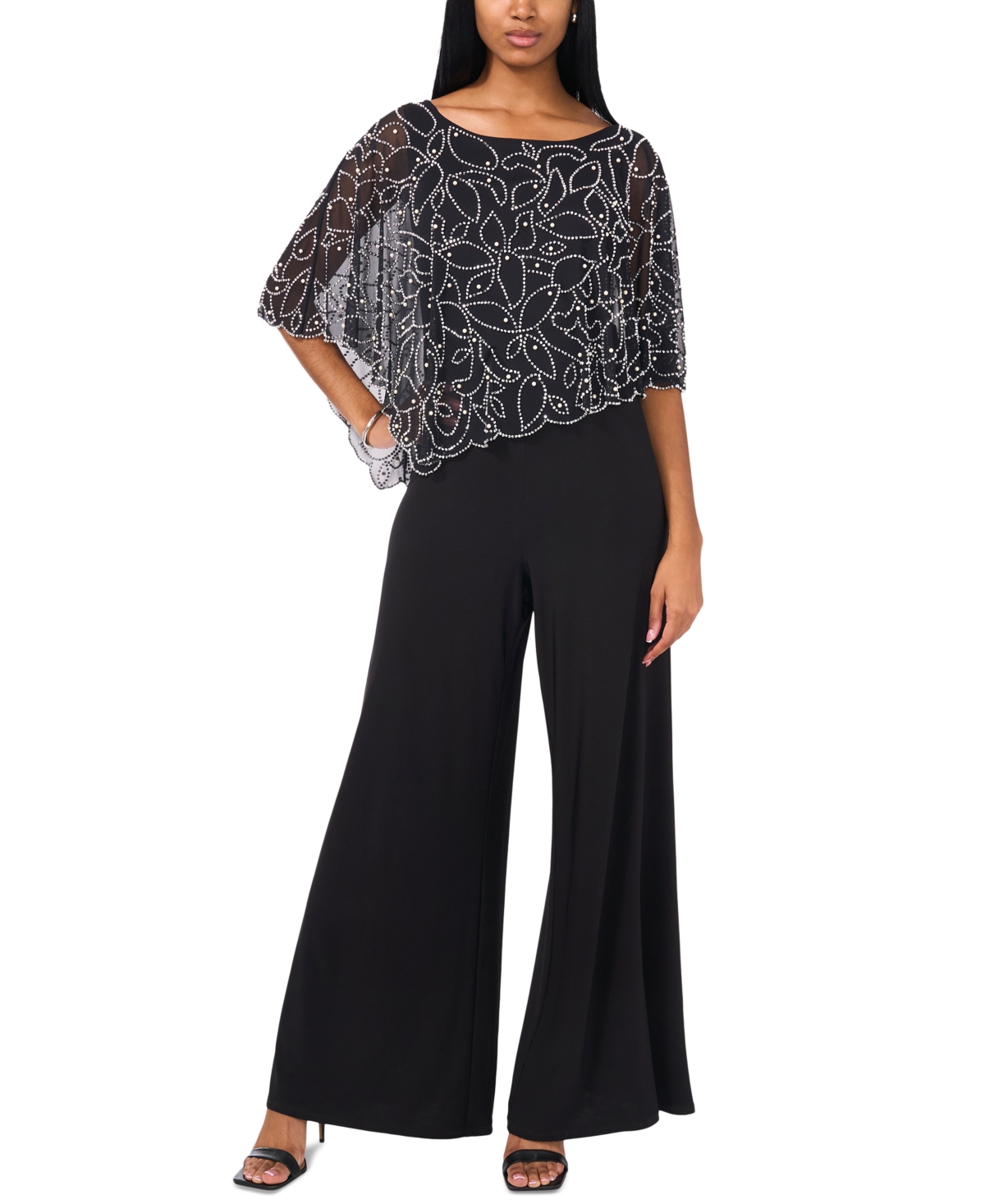MSK WOMEN'S EMBELLISHED OVERLAY WIDE-LEG JUMPSUIT 