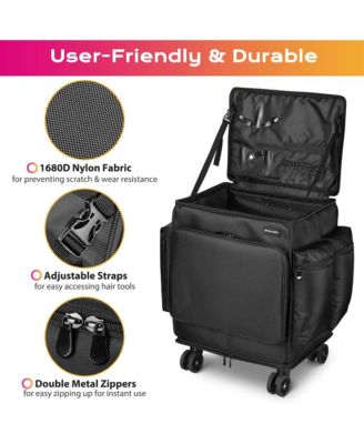 Soft Rolling Hair Stylist Train Case w/ Hair Tools Travel Bag Backpack