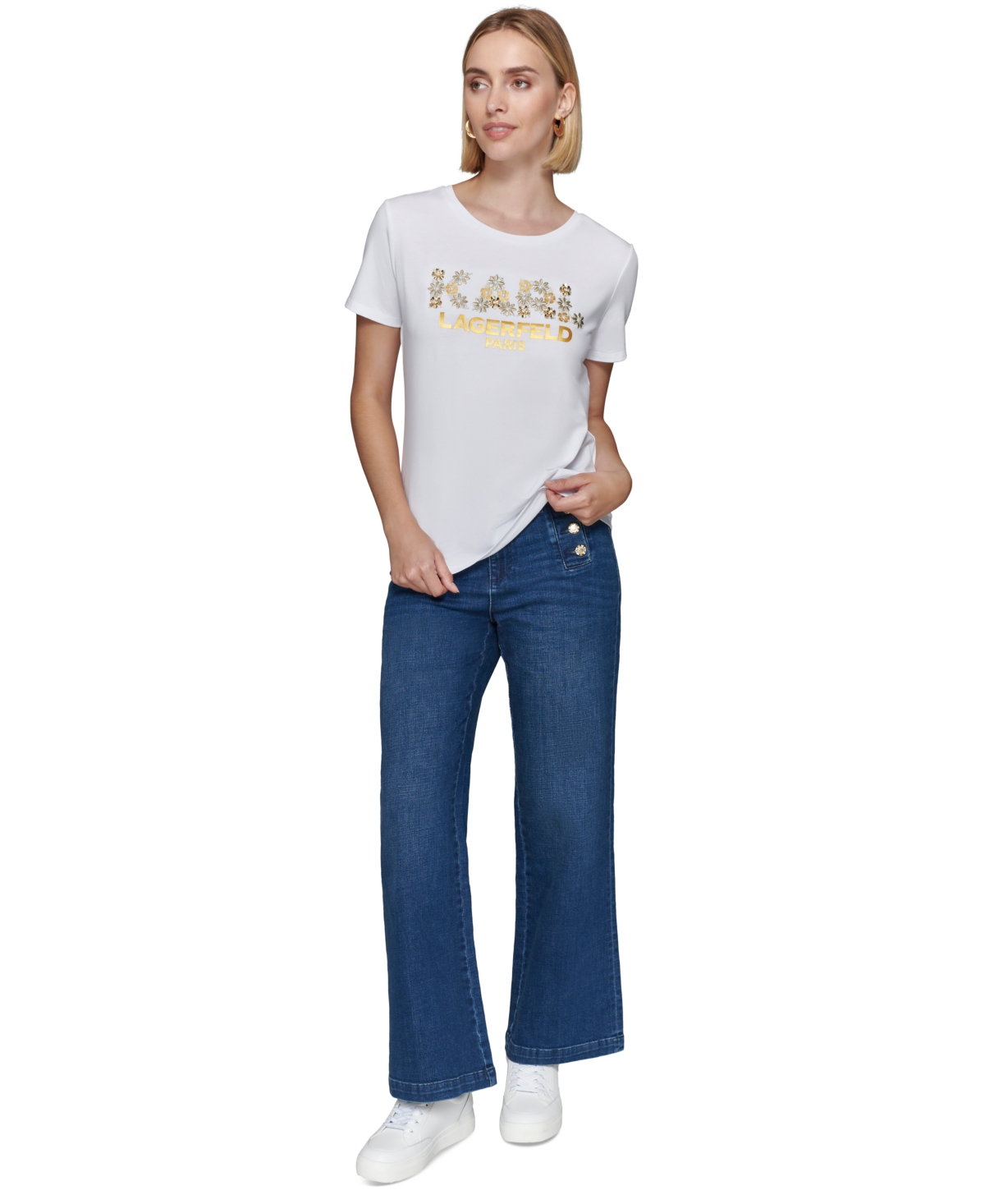 Karl Lagerfeld Paris Women's Embellished Graphic T-Shirt