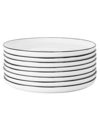 Oslo 8 Piece Porcelain Dinner Plate Set - Black Rim