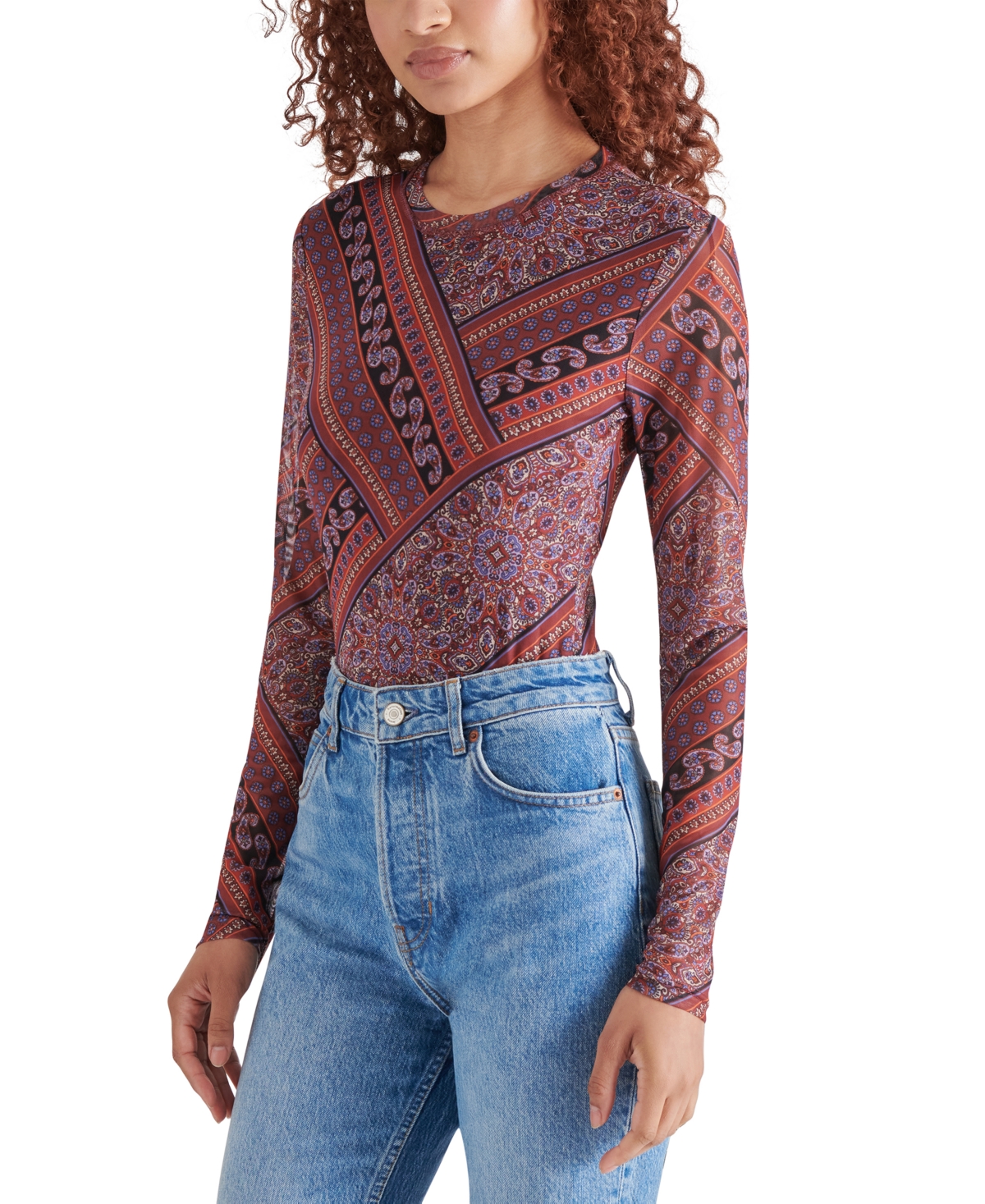 Steve Madden Women's Paisley Long-Sleeve Bodysuit