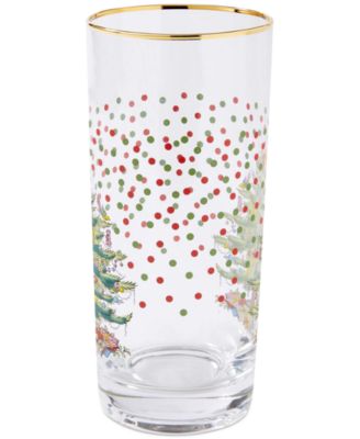 Christmas Tree Polka Dot Highball Glasses, Set of 4