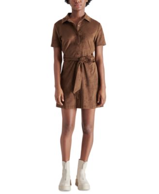 Steve Madden - Women's Jolene Faux-Suede Shirtdress