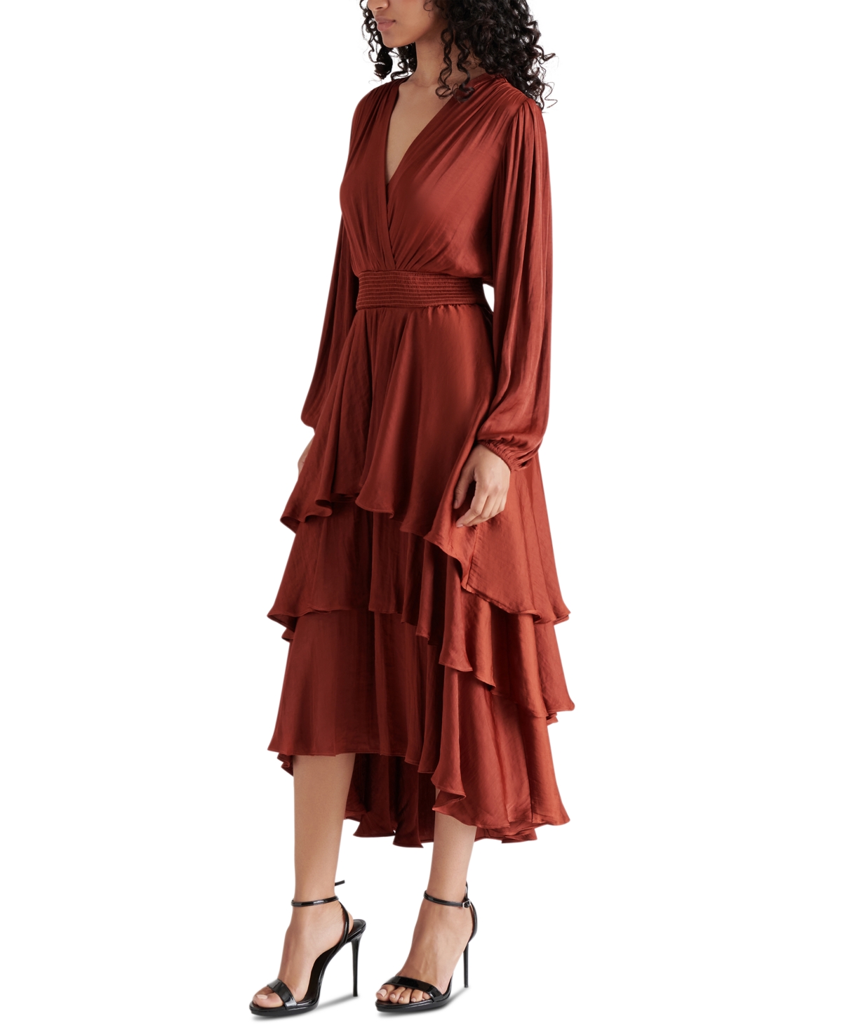Steve Madden Women's Bei Smocked-Waist Tiered High-Low Dress