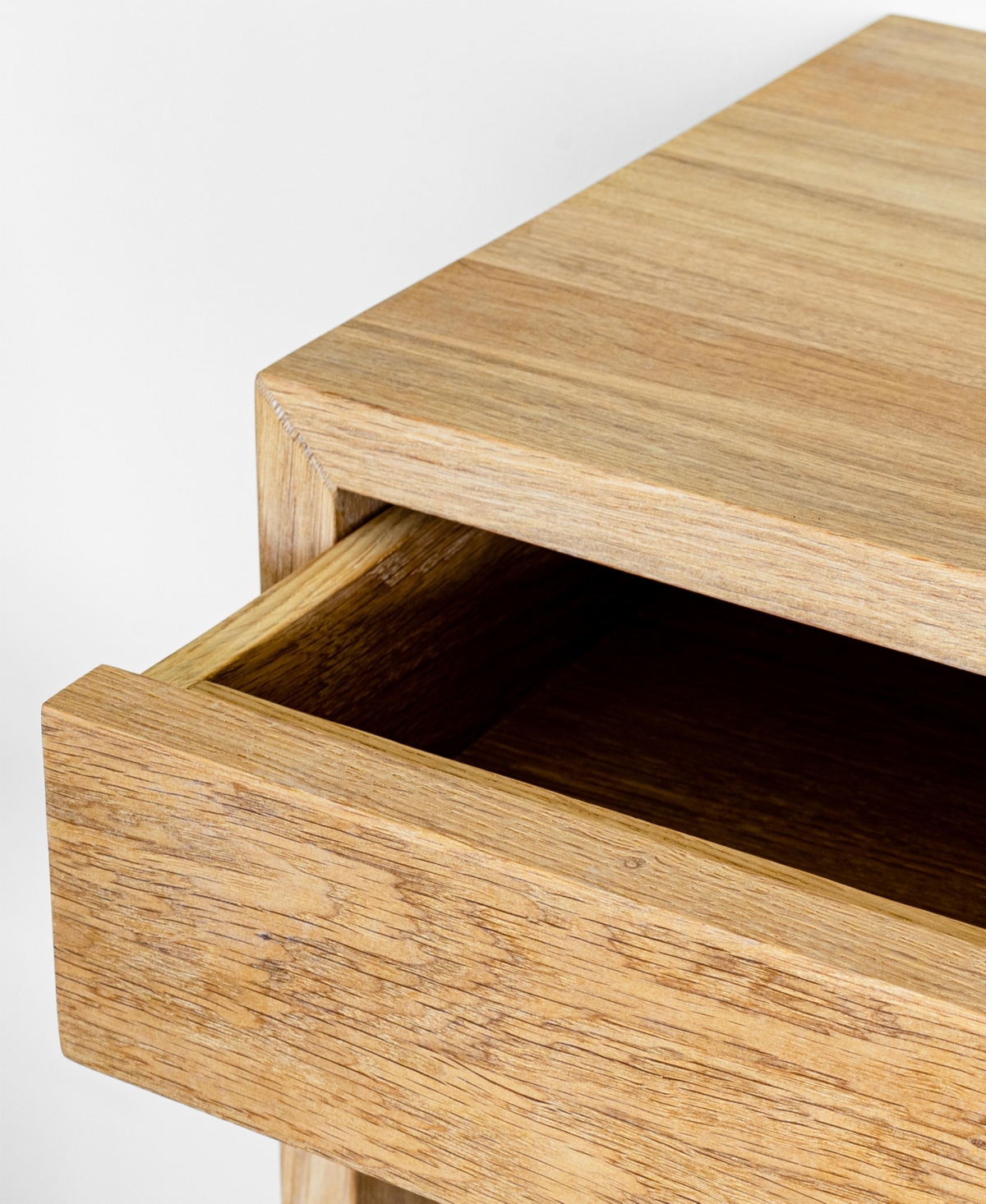 Woodek Solid Oak Nightstand With Drawer Medium, Unfinished Oak - Bedside Table For Bedroom