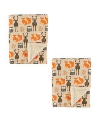 Unisex Baby Plush Mink and Faux Shearling Blanket, Forest 2-Piece, One Size