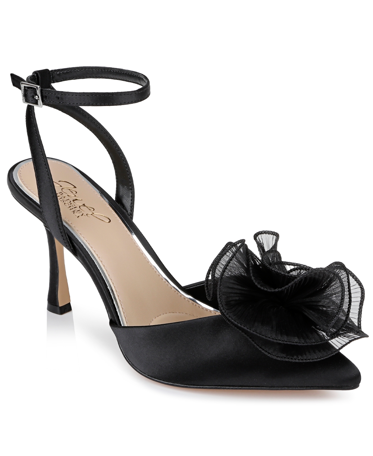 Jewel Badgley Mischka Women s Taylee Ankle Strap Flower Pumps Blush Satin Smart Closet