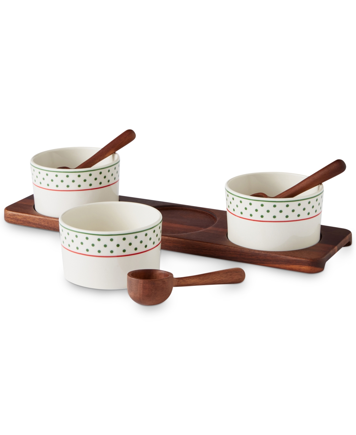 Spode Christmas Tree Polka Dot 7 Piece Condiment Set In Green