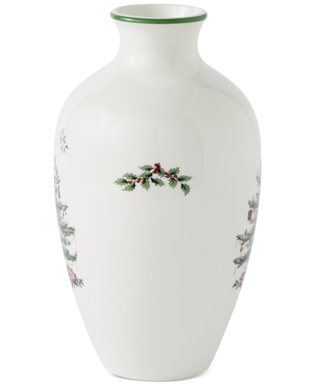Spode Christmas Tree Posy Vase, 10" In Green