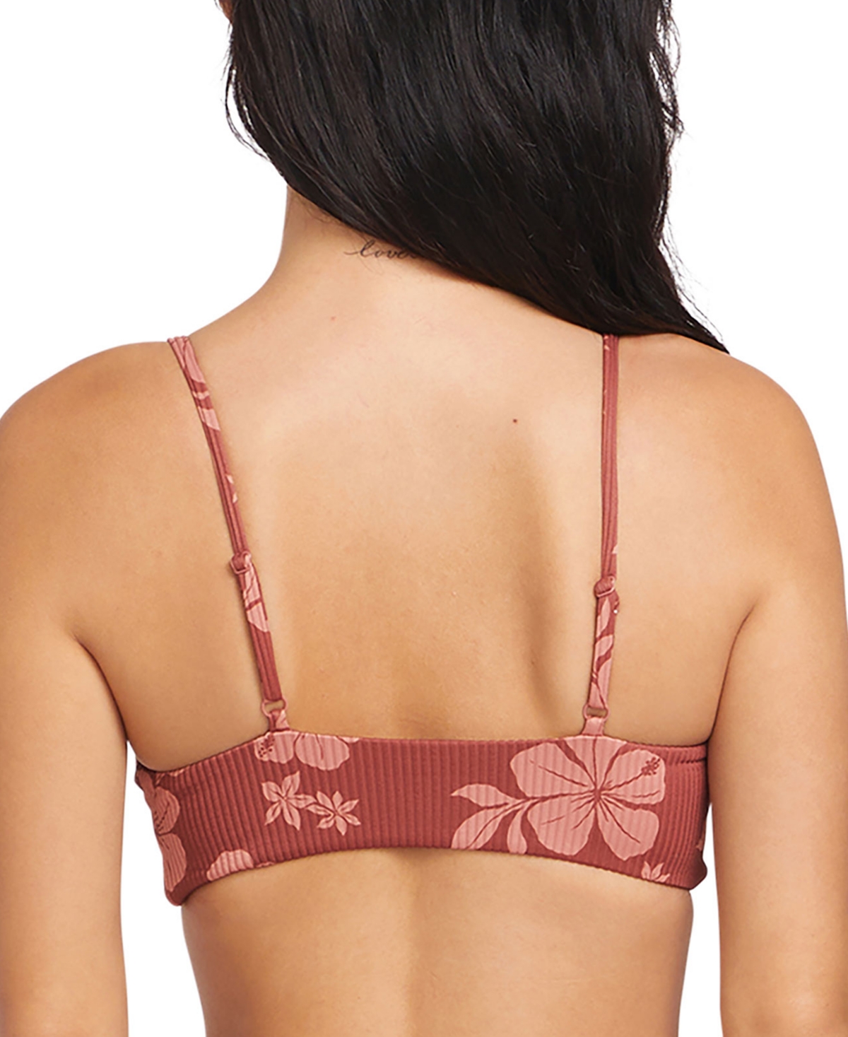 Volcom Juniors Sunbaked Floral Ribbed V Wire Bikini Top Sunbaked Floral Ribbed Bikini Bottoms In Mauverose