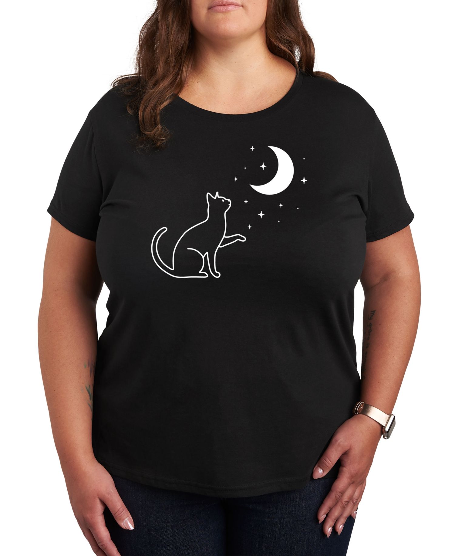 Cat Moon Plus Size Graphic Tee