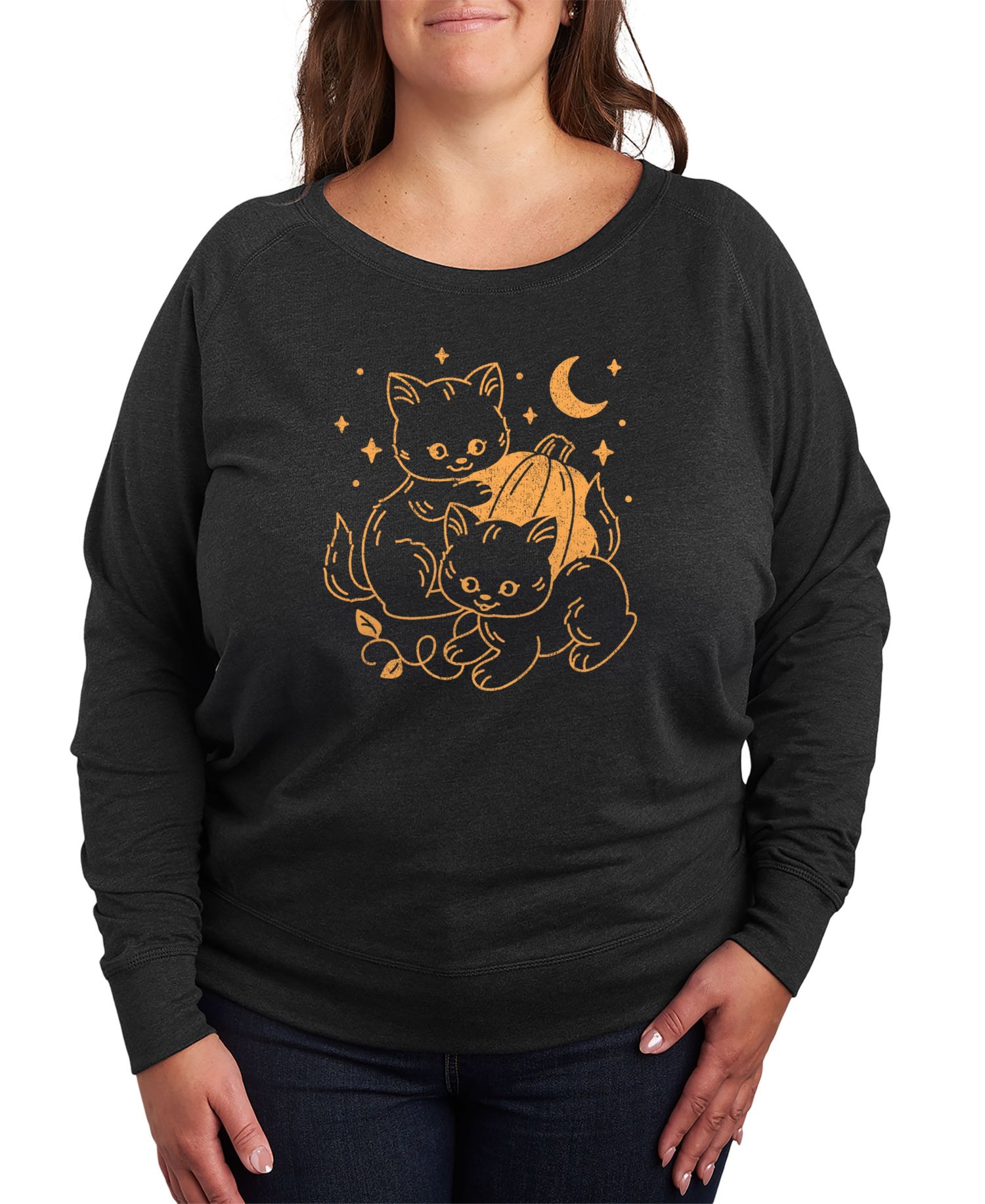 Halloween Cats Plus Size Graphic Pullover