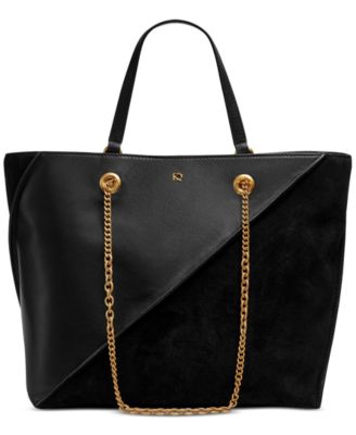 Setauket Leather & Suede Tote with Chain Strap