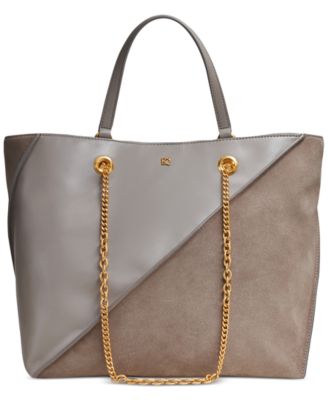 Setauket Leather & Suede Tote with Chain Strap