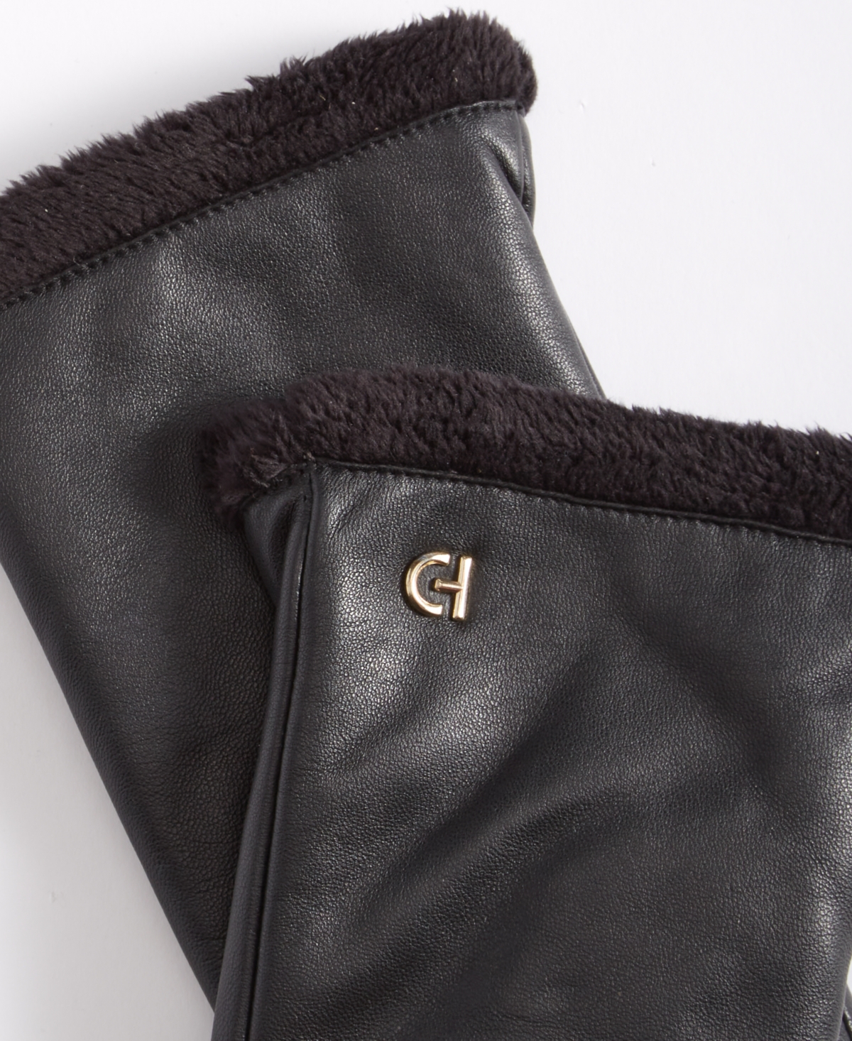 Cole Haan Women's Faux-fur-lined Leather Gloves In Black