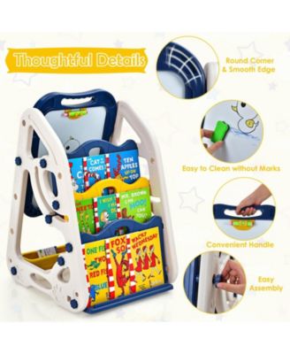 3-in-1 Kids Tabletop Art Easel with Double Sides and Art Accessories Included