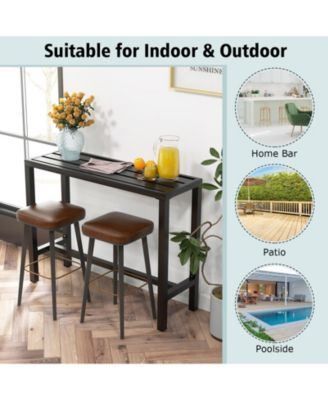 48 Inch Outdoor Bar Table with Waterproof Top and Heavy-duty Metal Frame