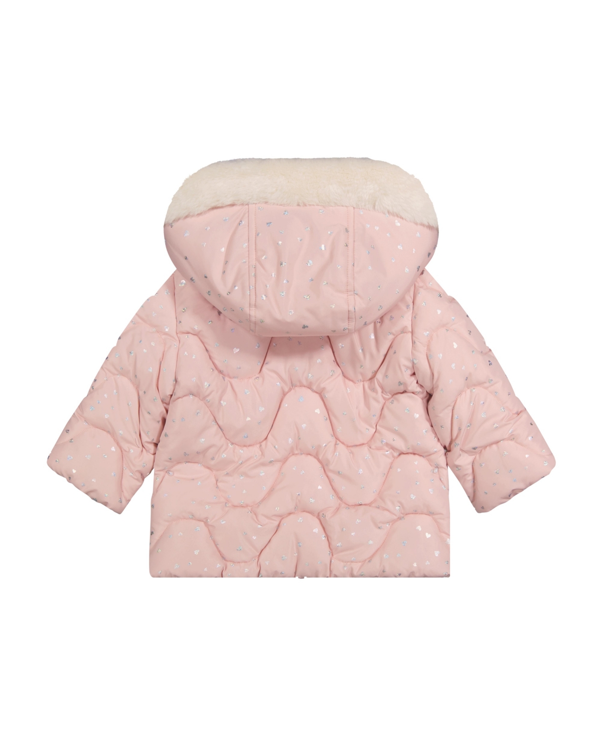 S Rothschild & Co Baby Girls Foil Wave Quilt Puffer with Mittens