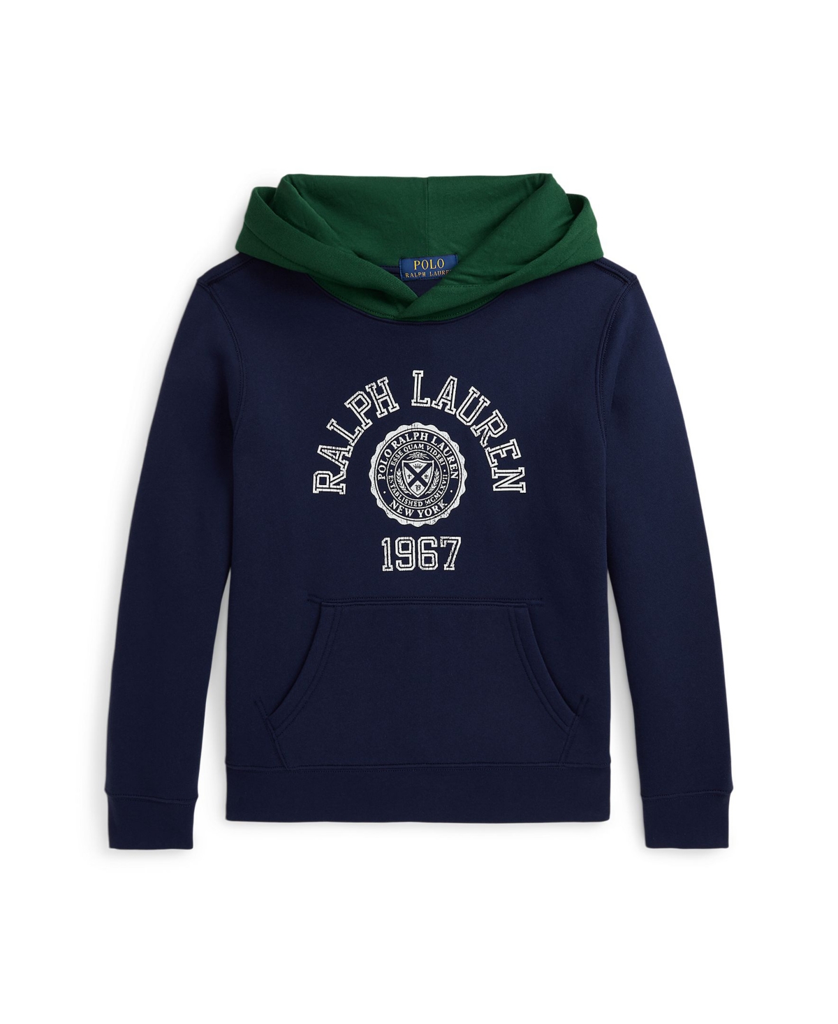 Polo Ralph Lauren Big Boys Logo Color-Blocked Fleece Hoodie Sweatshirt -New Forest