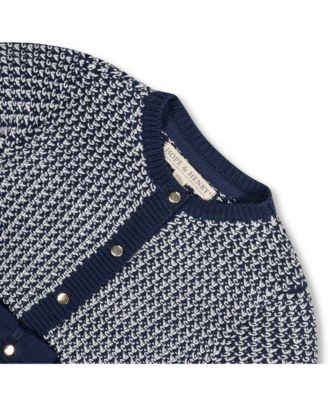 Girls' Organic Fancy Tweed Stitch Cardigan Sweater with Bow