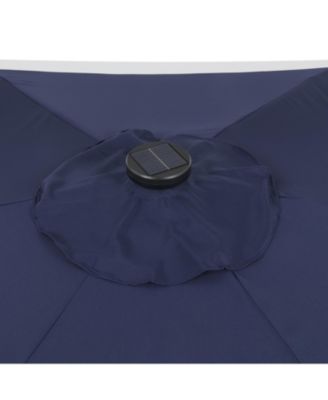 9ft 2-Tone Solar LED Patio Umbrella, 12 LEDs, Auto-Tilt, Crank, UV Protection