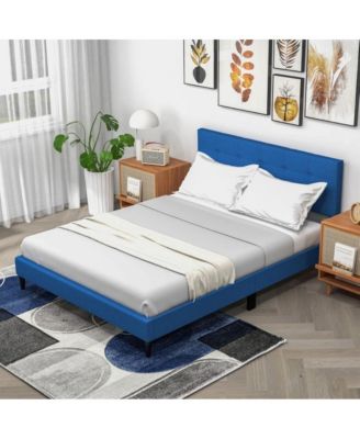 Queen Size Upholstered Platform Bed with Button Tufted Headboard