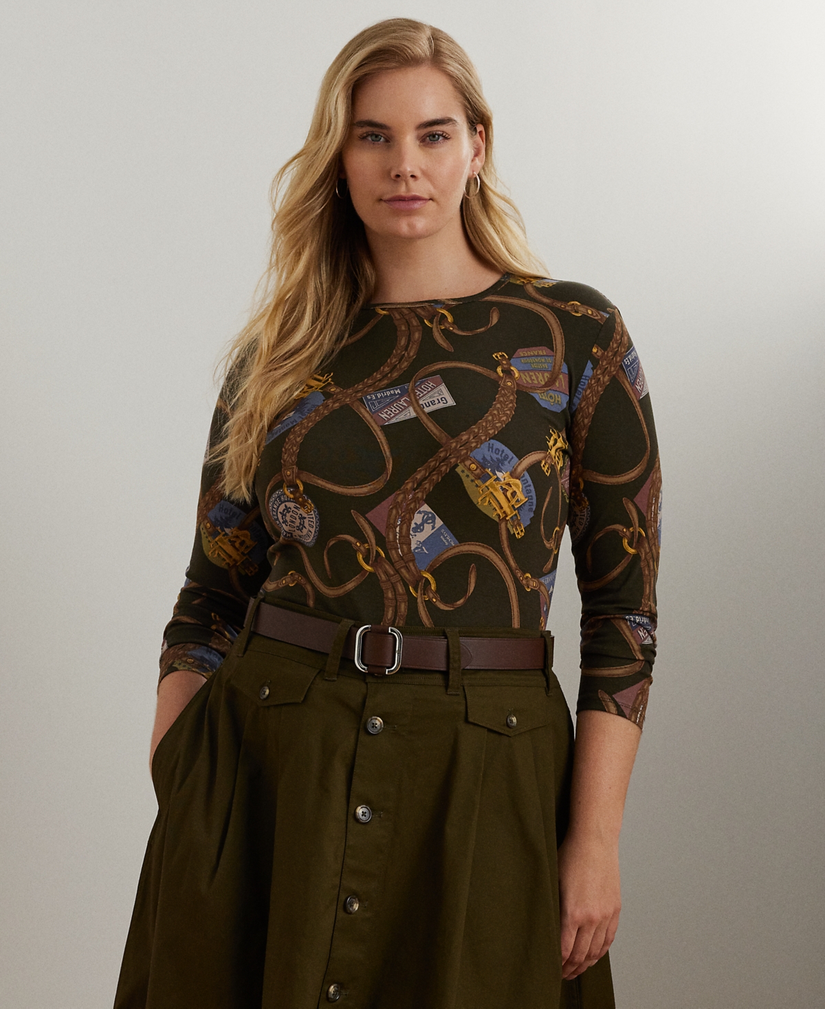 Lauren Ralph Lauren Plus Size Printed Long-Sleeve Tee