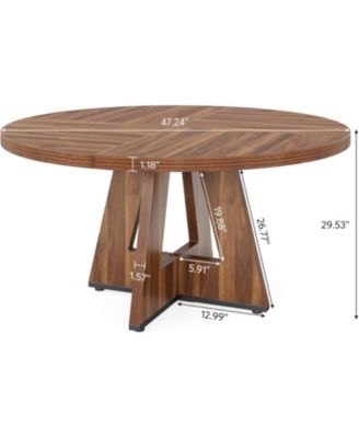 Round Dining Table Wood Kitchen Table for Dining Room Living Room, 47 inch Dining Room Tables for 4 People, Farmhouse Dinner Table with Wooden Table Top and Legs