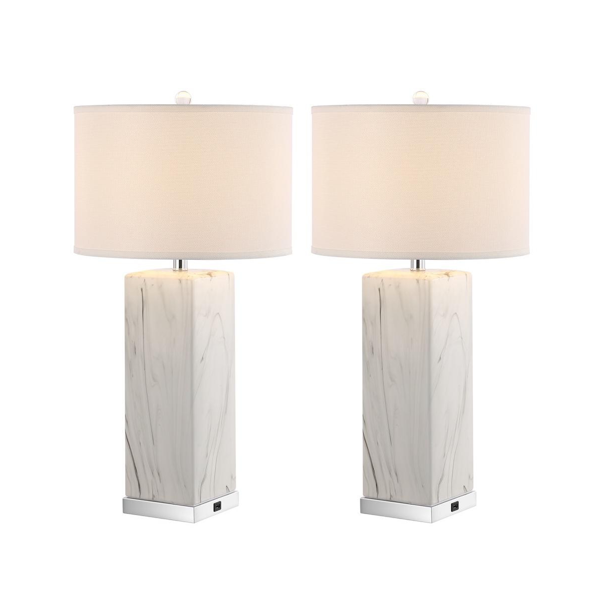 Safavieh Olympia Table Lamp Set Of 2 W/ Usb Port -white