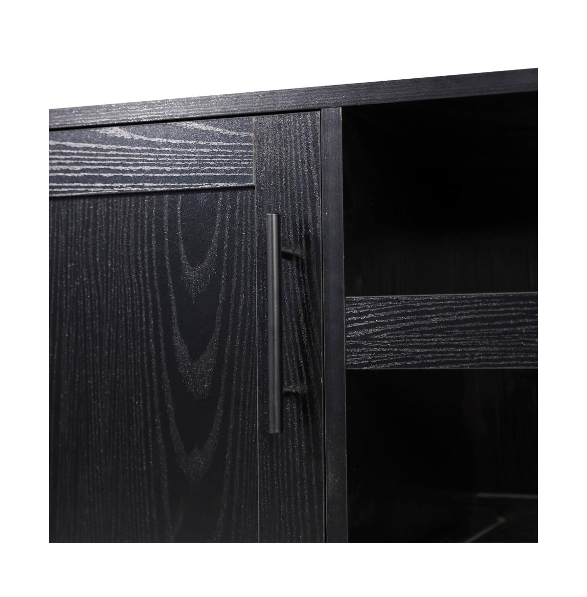 Aloise Bar And Sideboard With Storage Cabinet, Hanging Stemware Holders And Bottle Storage