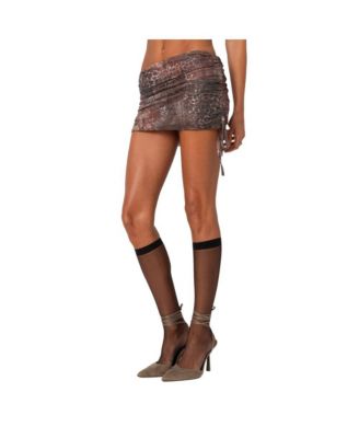 Women's Leopard printed mesh mini skirt