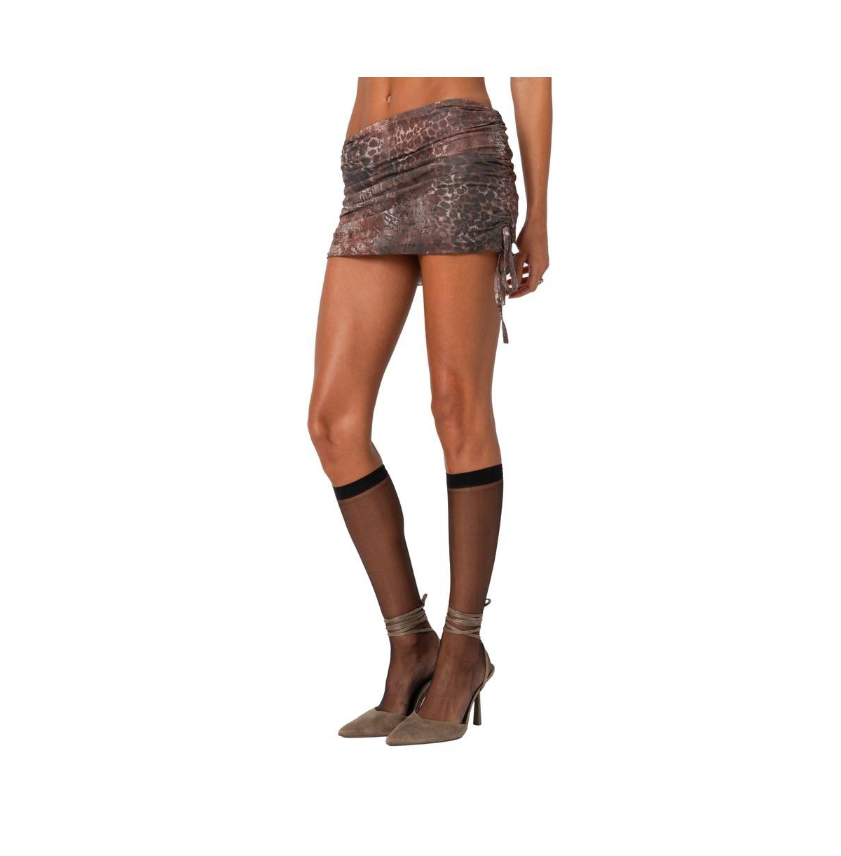 Edikted Women's Leopard printed mesh mini skirt