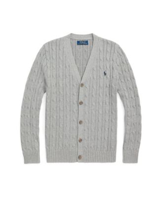 Big Boys Cable-Knit Cotton V-Neck Cardigan Sweater